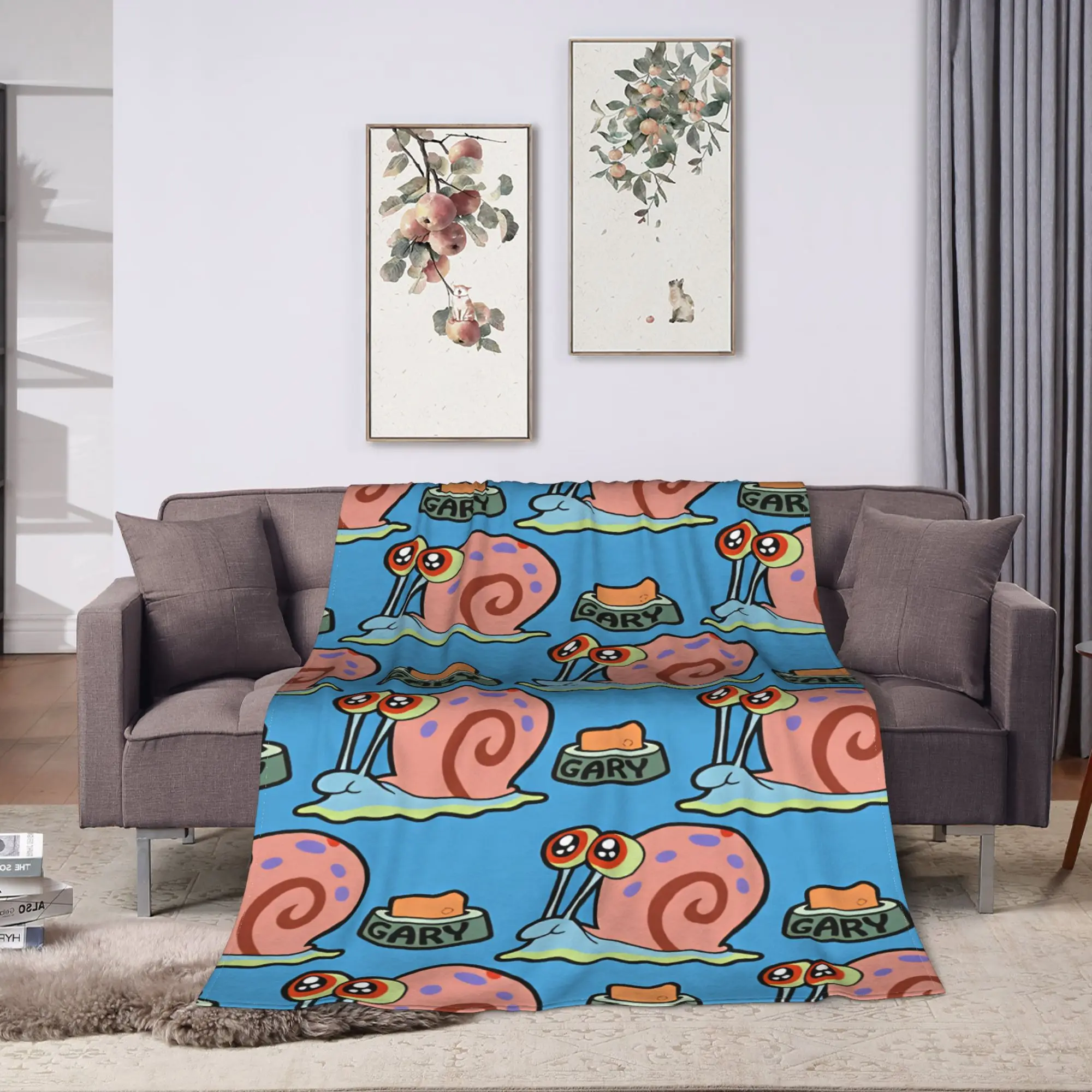 SpongeBobs Plankton  Flannel Blanket Winter  Super Warm Throw Blanket for Boy Girl Couch Bed Print Bedspread Sofa Bed Cover