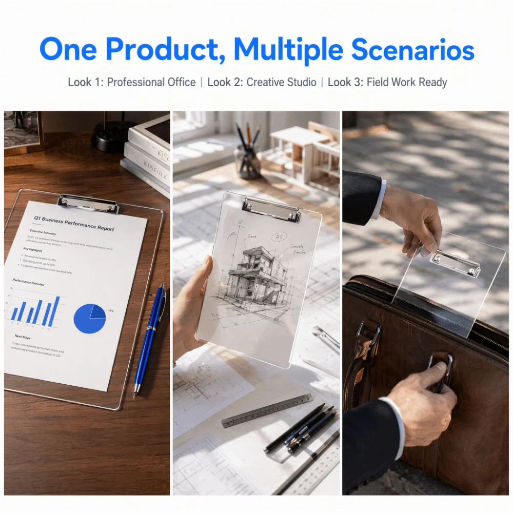 Simple Acrylic Clipboard Clear Vertical/Horizontal Clip Document Clip Holder A4/A5/B5/A6 Menu Clip Board School Office