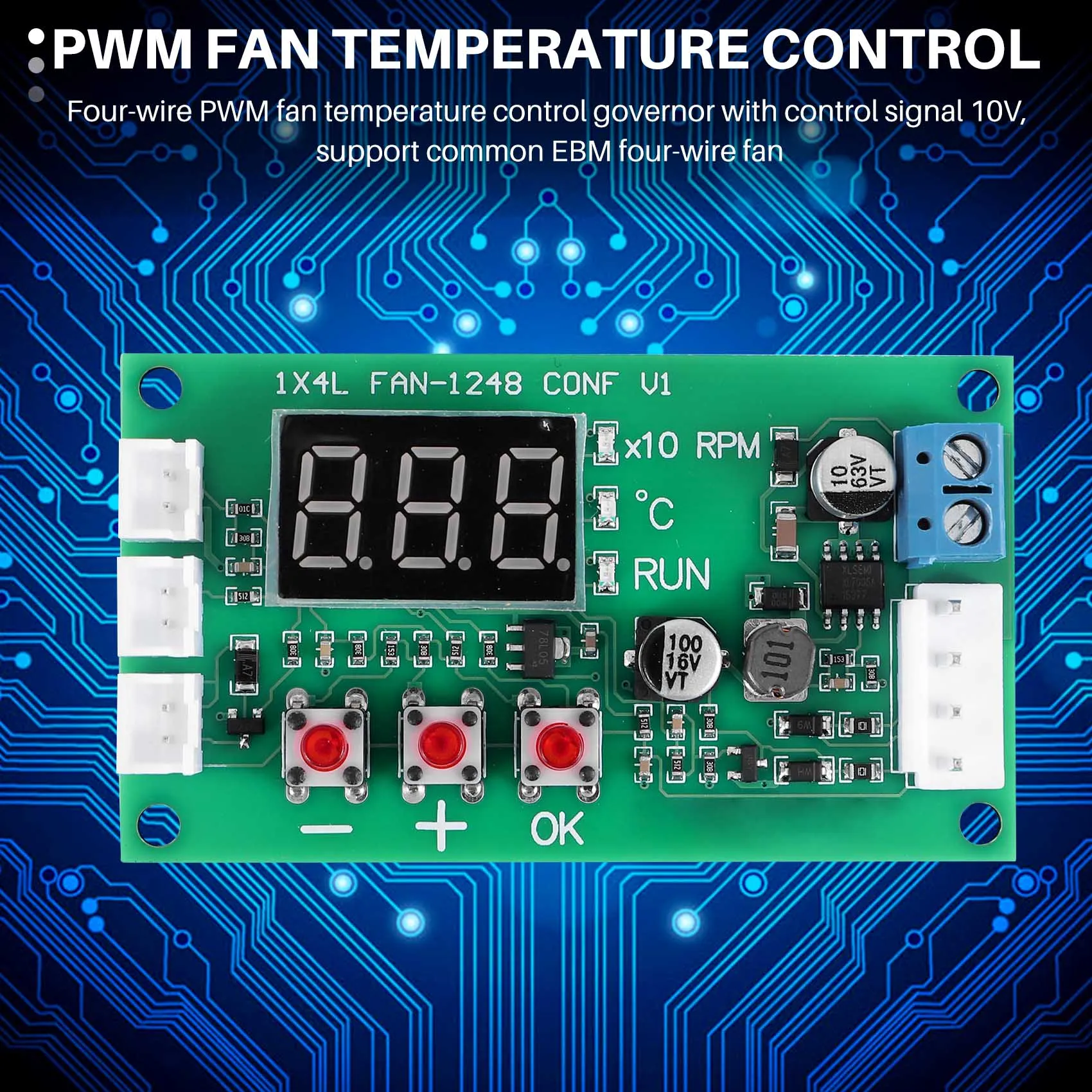 DC 12V 24V 48V 5A 2 3 4 สาย PWM มอเตอร์พัดลมควบคุมความเร็ว Governor อุณหภูมิควบคุมสนับสนุน EC EBM พัดลม E