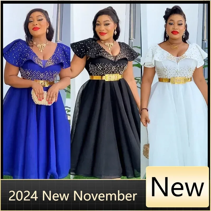 

Африканские свадебные платья больших размеров для женщин, новинка 2023 года, вечернее платье Дашики Анкара, элегантный турецкий наряд, халат, африканская одежда