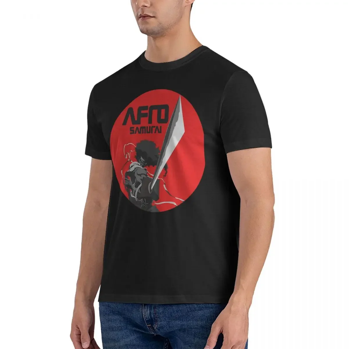 Red Men's T Shirt AFRO SAMURAI Novelty Tees Short Sleeve Round Collar T-Shirts Pure Cotton Birthday Gift Clothes