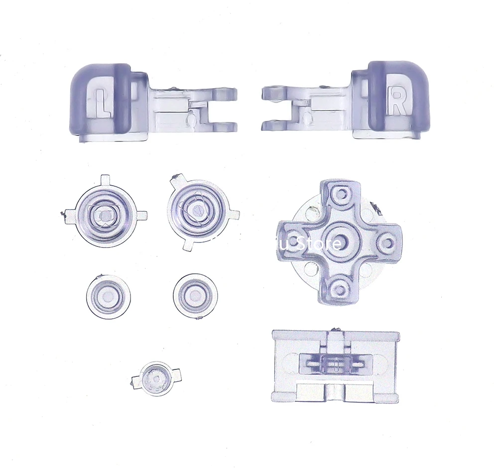 مجموعة واحدة من الأزرار البلاستيكية الكاملة لـ GBA SP A B اختر تشغيل وإيقاف تشغيل أزرار L R D وسادة شفافة