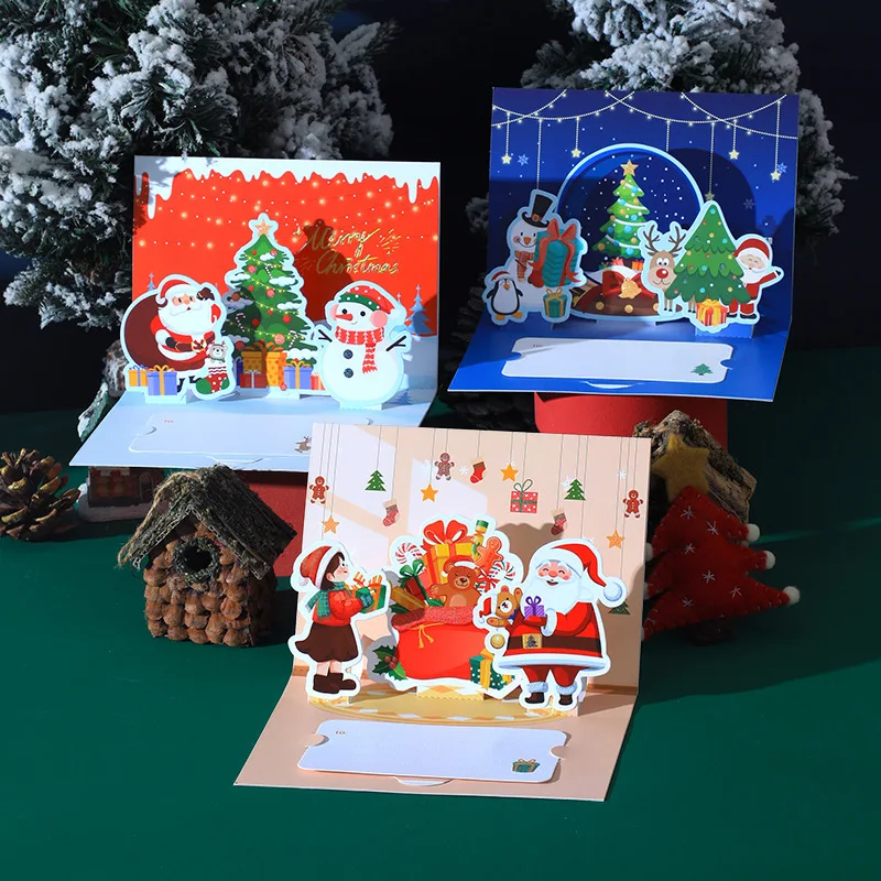 

Christmas 3D Greeting Card Santa Ride Xmas with Envelopes New Year Card High-End Present for Client Student Christmas Gift