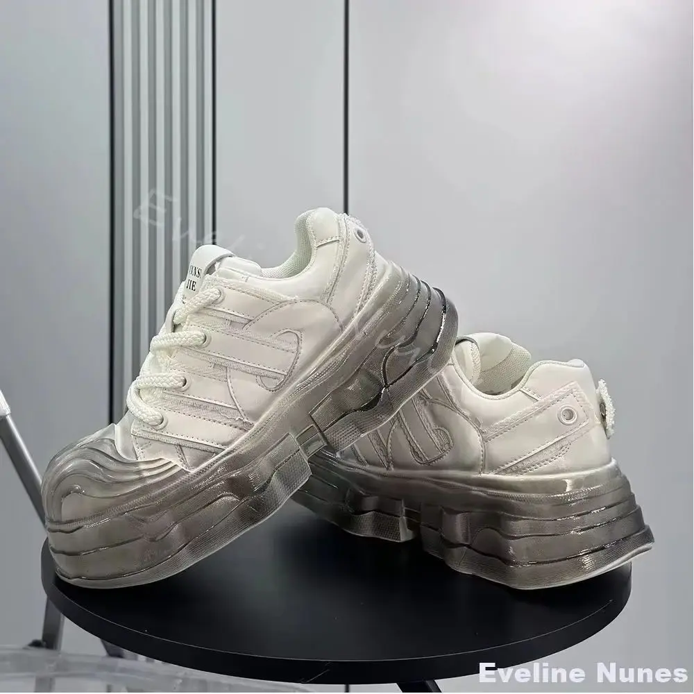 Transparent Platform Sneakers Men 2026 Winter New Style Super Popular Dad Shoes Niche and Unique Height-Increasing Men's Shoes