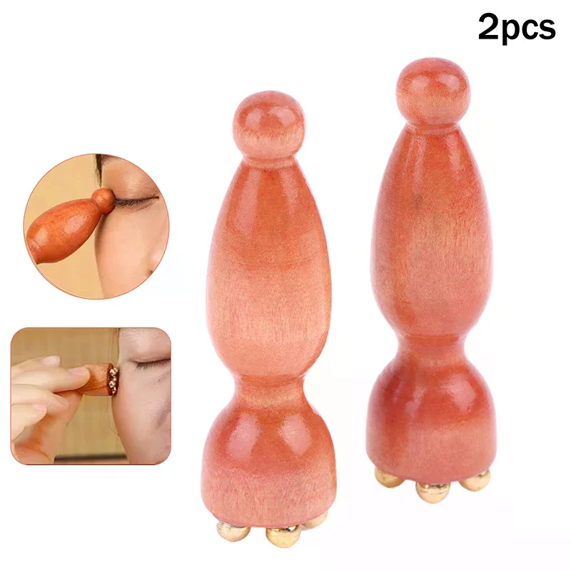 

2Pcs Handheld Lotus Seedpod Beauty Professional Alloy Rosewood Facial GuaSha Tool Eye Relaxation Spot Meridians Acupoint Massage