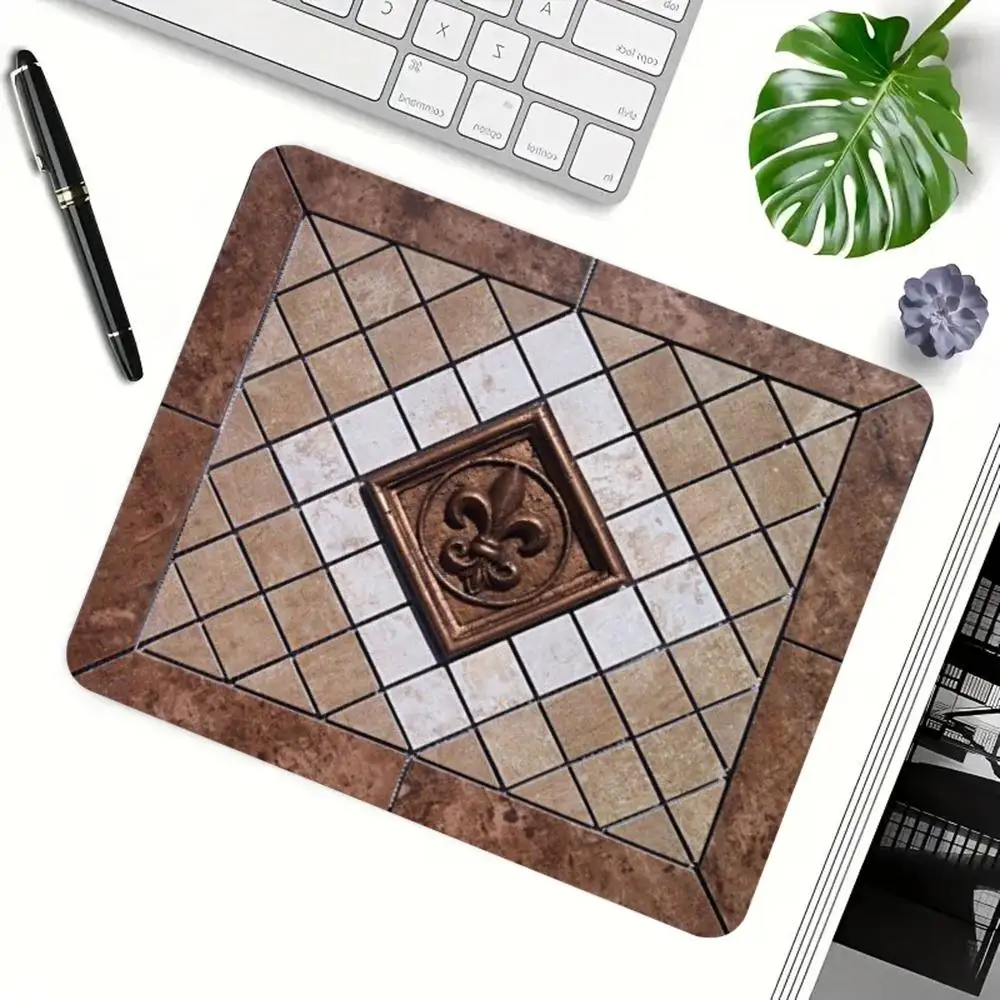 Large Size Playmat Ocean Style Checkered Tile Seahorse Jellyfish Marine Creature Border Fresh Light Tone Anime Games  Mat