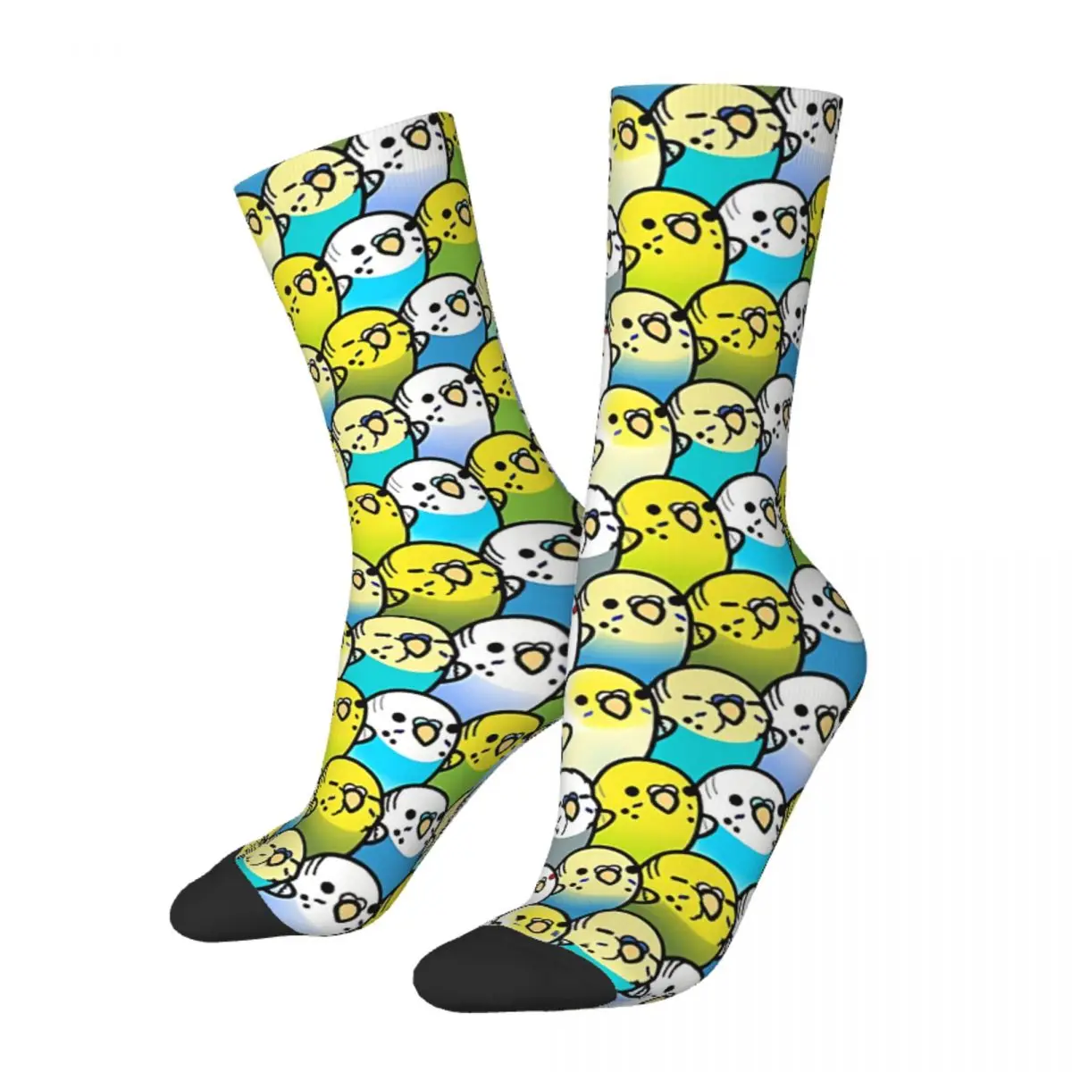 Funny Men's Socks Bunches Of Budgies Retro Harajuku Cute Bird Animal Street Style Seamless Crew Crazy Sock Gift Pattern Printed