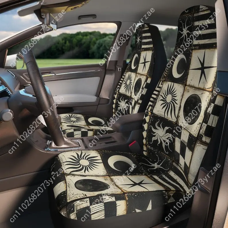 

Gothic Patchwork Car Seat Covers Universal Environmentally Friendly Interior Decorations Comfortable Breathable Car Seat Covers