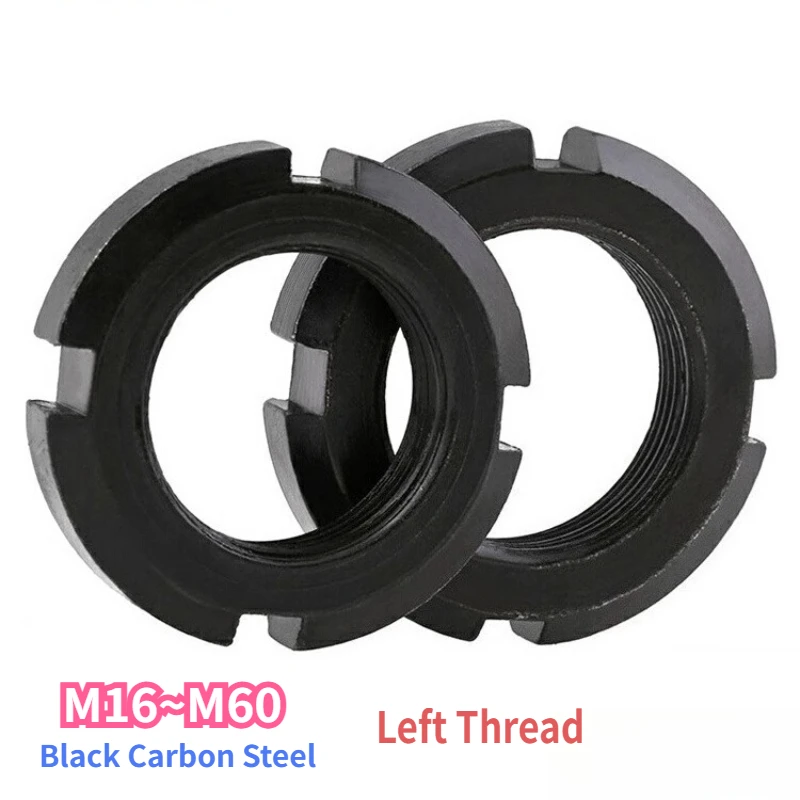M16 M18 M20 M22 M24 M25 M27 M30 M48~M60 GB812 블랙 카본 스틸 라운드 너트 슬롯 너트 좌나사 네 슬롯 너트
