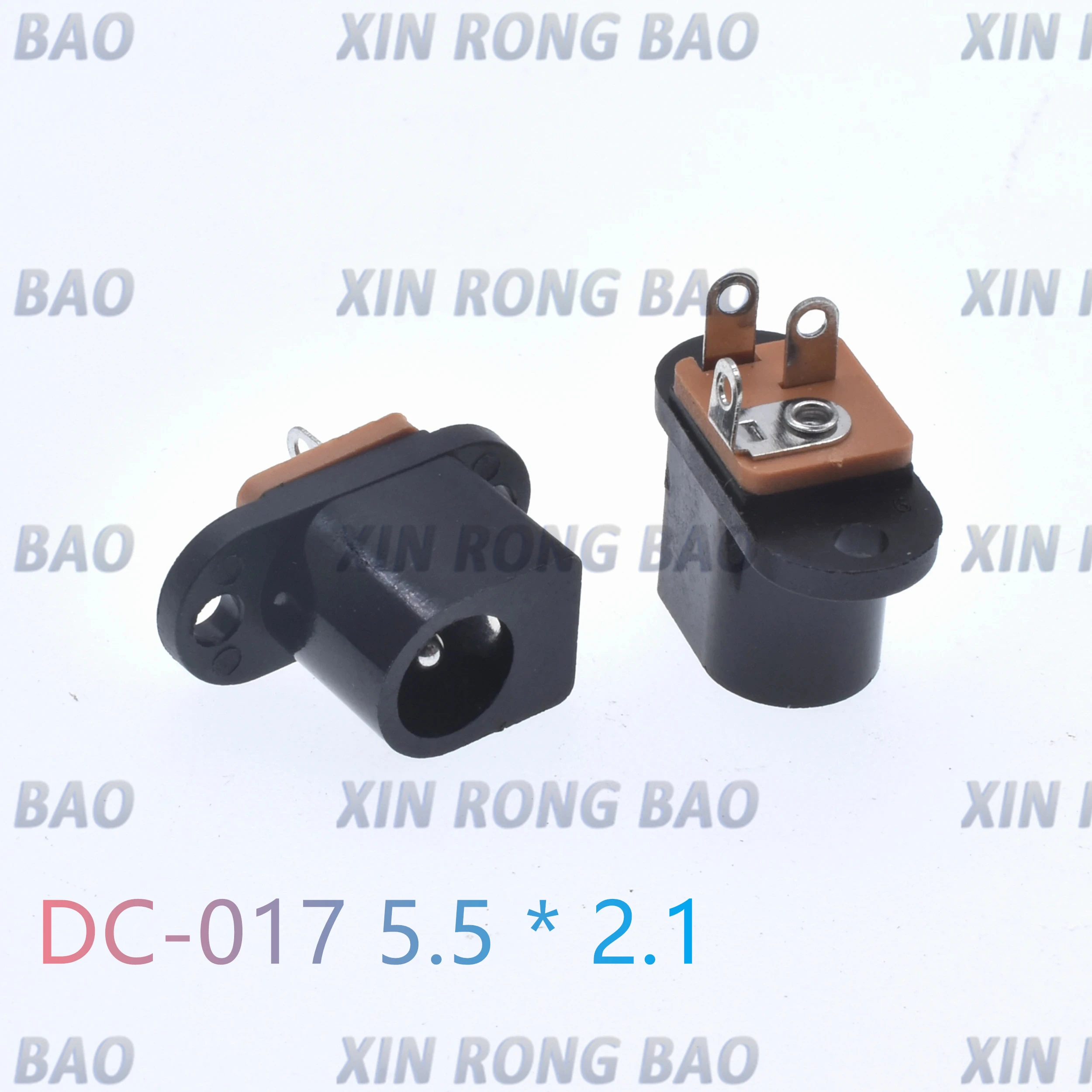 10Pcs High-Quality DC Power Socket 3-Pin with Ear Screw Hole Vertical Straight Plug 2.0 round Pin Female Base 5.5x2.1mm