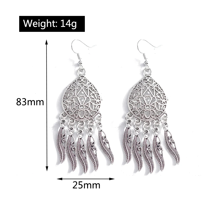 Aihua Mode Aussage böhmischen Vintage ethnischen großen runden Tropfen Ohrring lange geschnitzte Blumen Tropfen Ohrringe für Frauen – Detail 12