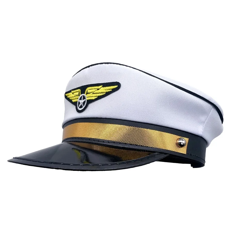 

Costume Prop Pilot Hat Airline Theme Navy Marine Air Force Cap Men Uniforms Fancy Dress Uniform Pilot Cap Halloween