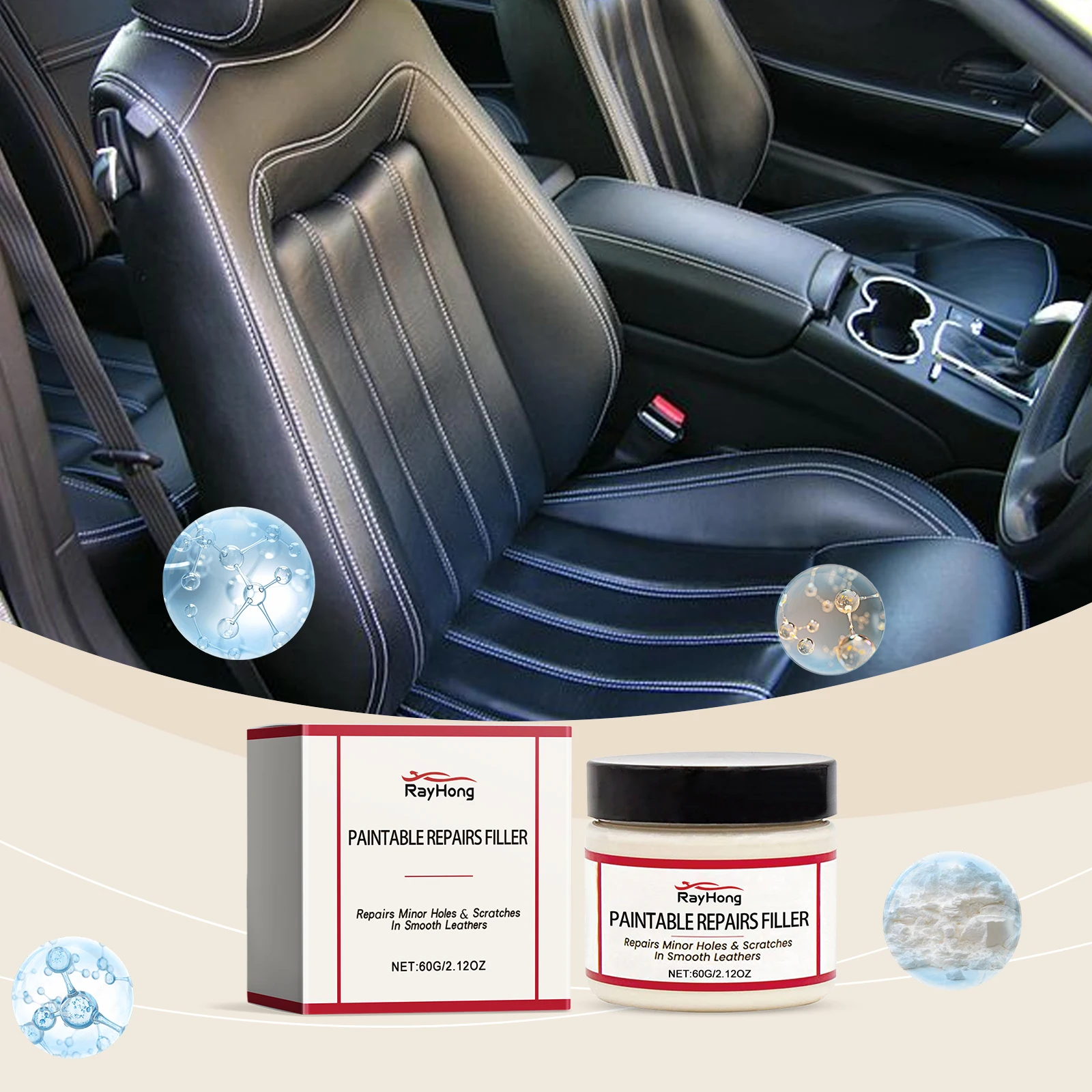 Leather Repair Paste - Durable, Seamless, Fast-Drying and Color-Matching for Restoring Car Seats and Sofa Leather