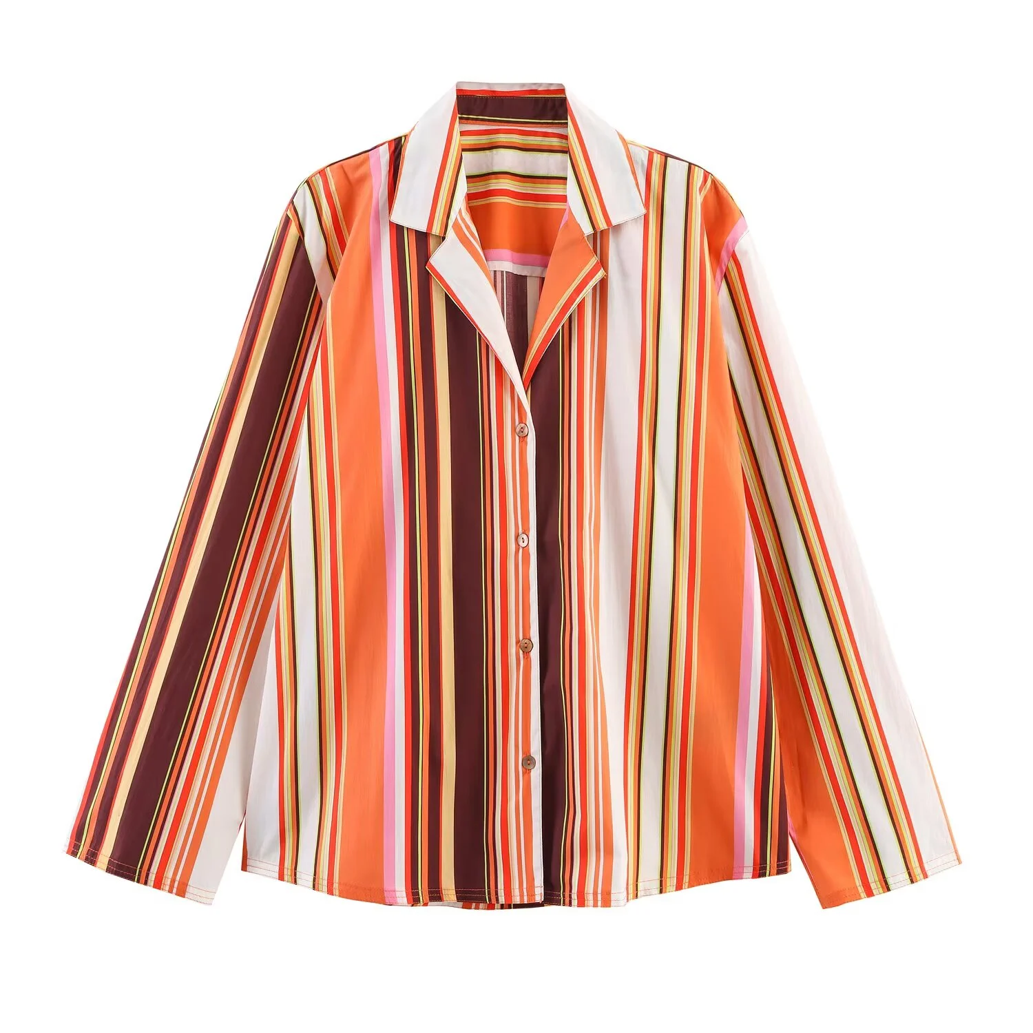 เสื้อเชิ้ตลายทางแขนยาวสไตล์ลำลองแฟชั่นใหม่สำหรับผู้หญิงประจำฤดูใบไม้ร่วง RARA2025 + กางเกงขายาวทรงกว้างพร้อมเข็มขัดเส้นเล็ก