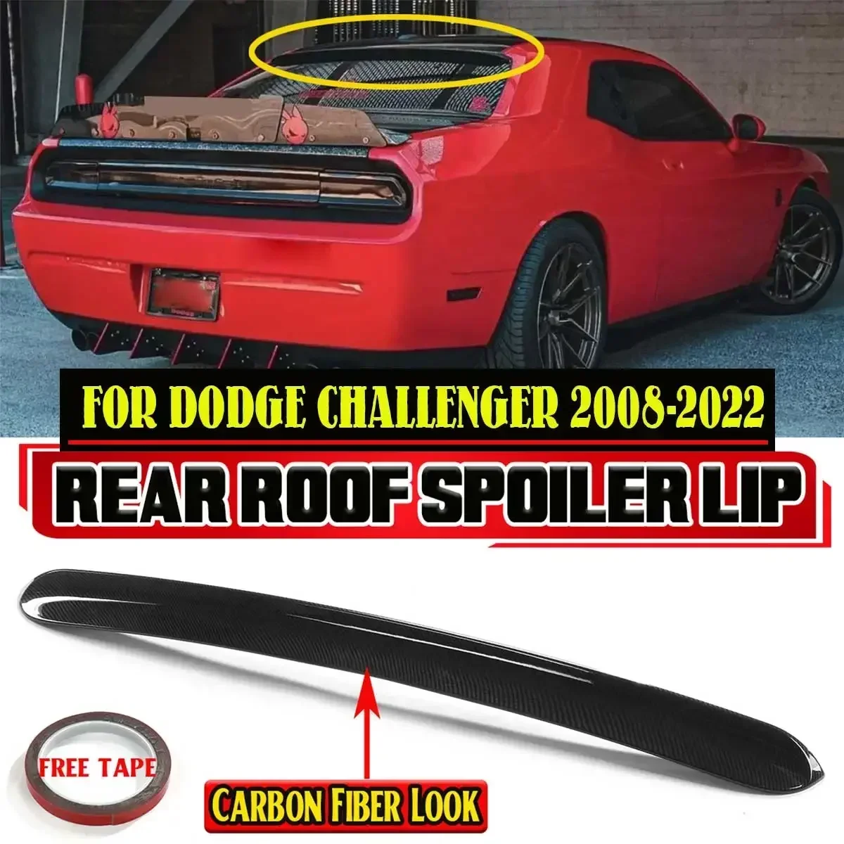 New Car Rear Roof Spoiler Lip Wing For DODGE Challenger 2008-2022 Rear Trunk Wing Roof Lip Spoiler Tail Wing Decoration