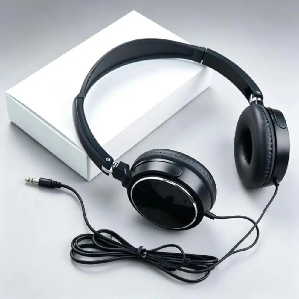 Lightweight Wired Headphones Soft Ear Pads Stereo Sound Gaming Headphones Adjustable Wired Connection Computer Headphones