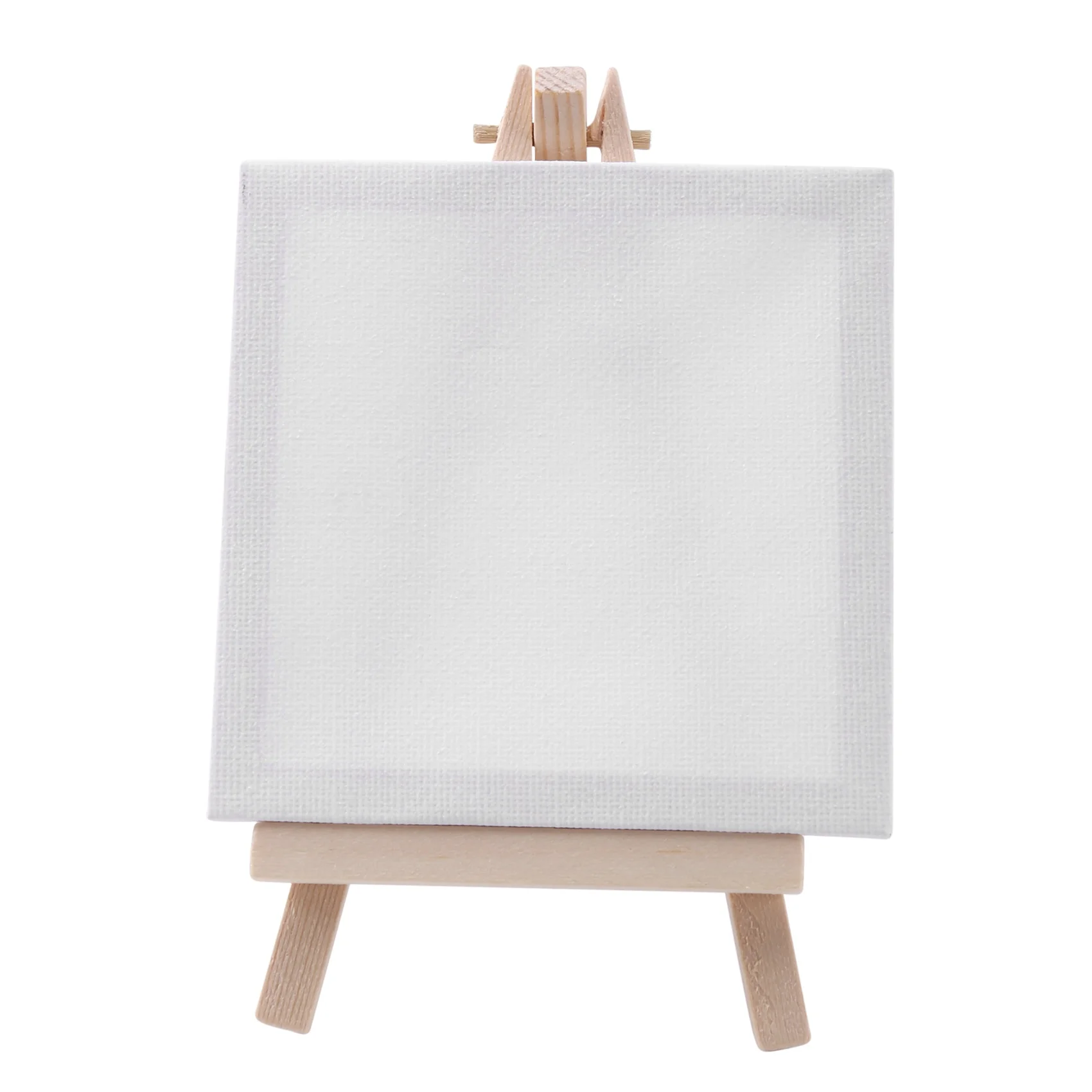 B67C 4 By 4 Inch Mini Canvas And 8X16cm Mini Wood Easel Set For Painting Drawing School Student Artist Supplies, 12 Pack