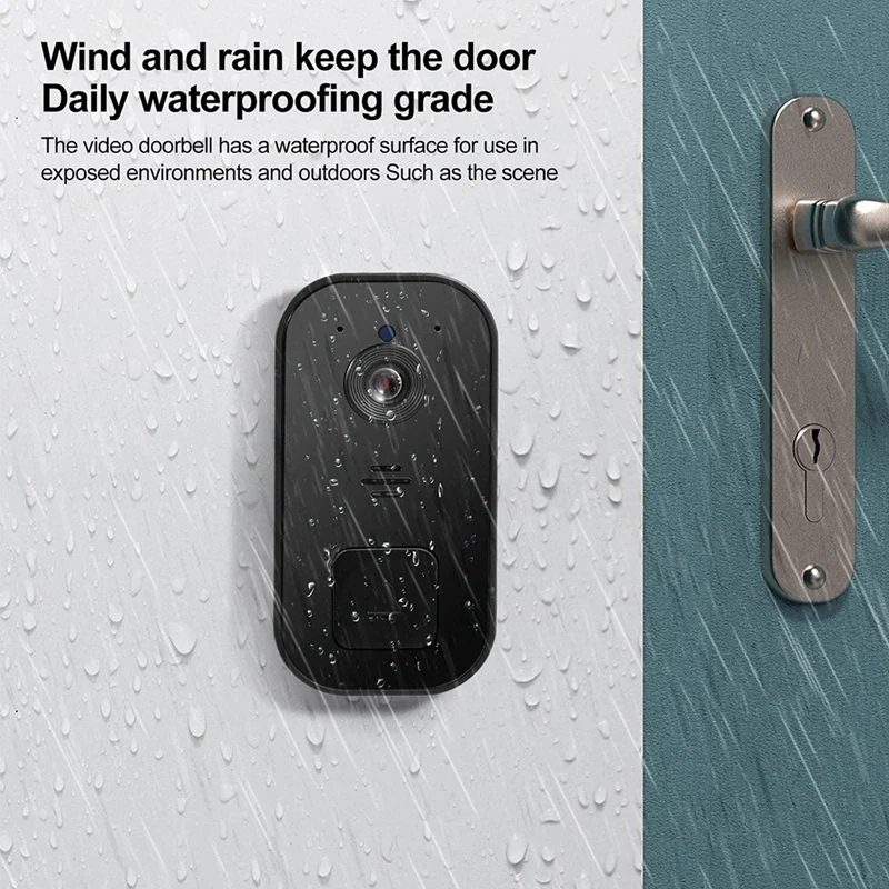 أفضل جرس باب فيديو لاسلكي، جرس باب للكاميرا، جرس باب ذكي، سهل التركيب، يدعم 2.4 جيجا واي فاي، أسود