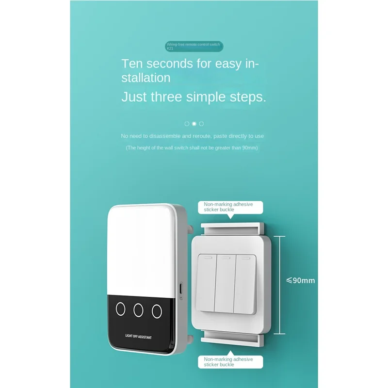 Panel de interruptor de Control remoto inalámbrico con luz automática, dispositivo práctico para dormitorio, pared superior, papel de notas, cableado gratis