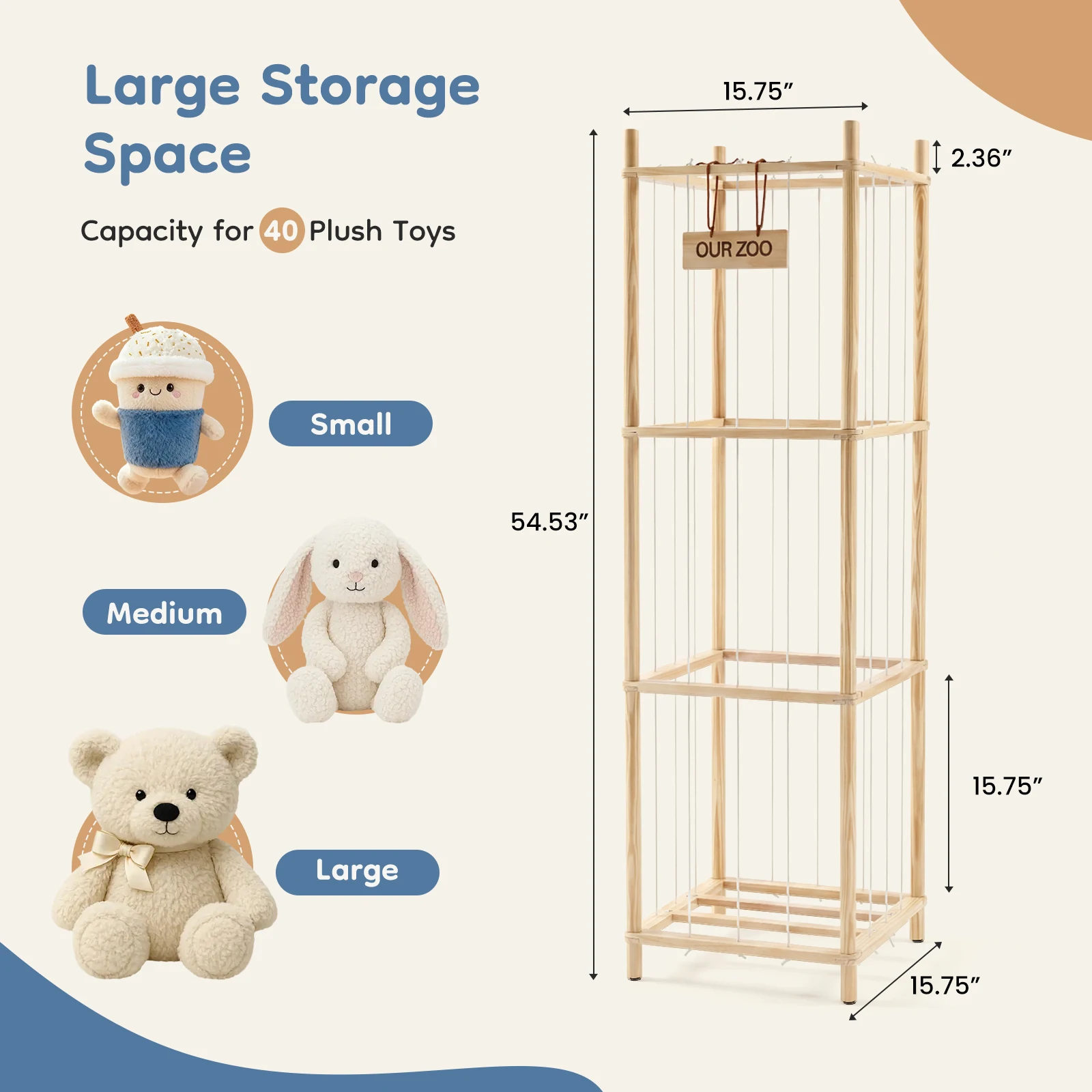 

Wooden Toy Storage Rack, Suitable for Saving Space in Children's Rooms, Bedrooms, Baby Rooms, and Children's Activity Rooms