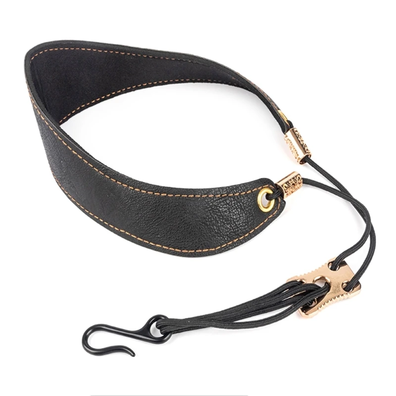 652D Saxophone Neck Strap, PU Leathers Sax Strap Padded for Alto Sax Tenors Clarinet Baritone Soprano Horn Musical Instrument