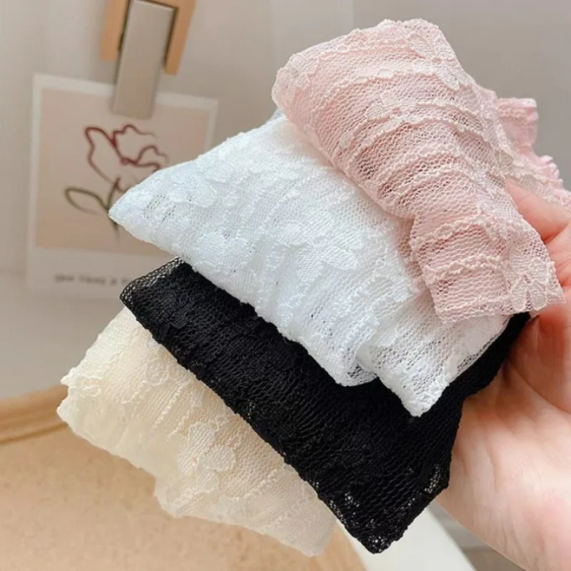 Summer Ice Silk UV Protection Sleeves Women Lace Arm Hand Cuff Girls Sunscreen Soft Oversleeve Dustproof Fingerless Arm Cover