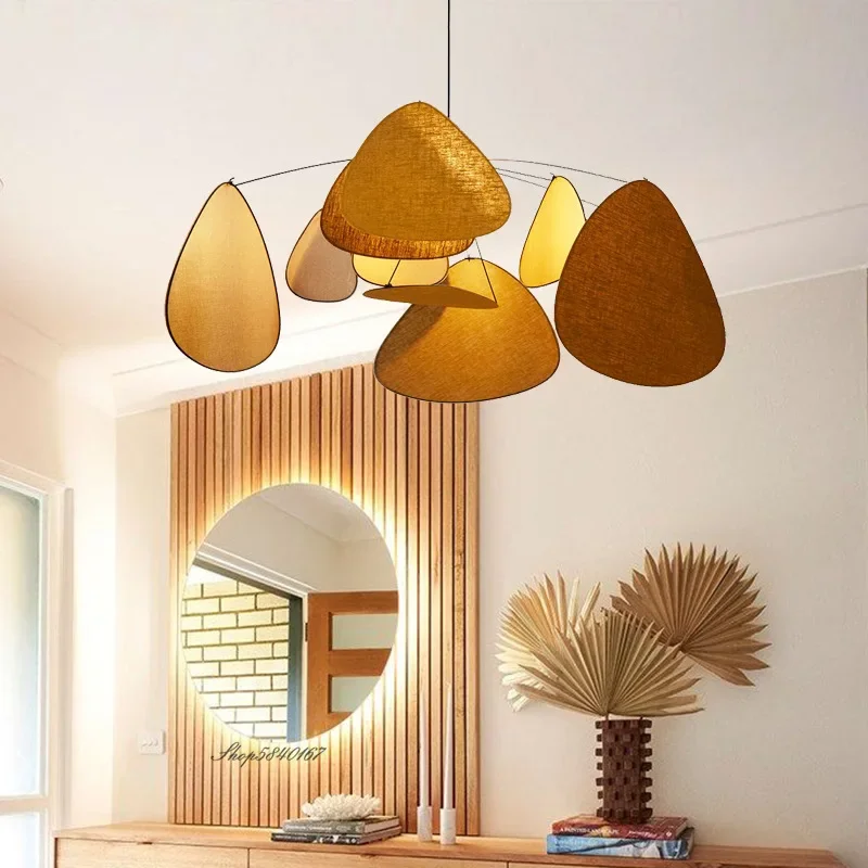 2026 New Fabric Petals Pendant Light Wabi-sabi Style Creative Lamps For Living Room Bedroom Chandeliers Vintage Personality Room