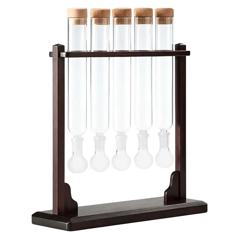 【CHRISTMAS】 pour les amateurs de cigares, Kit de tube en verre avec infuseur transparent avec base en bois faite à la main, présentoir d'aromathérapie