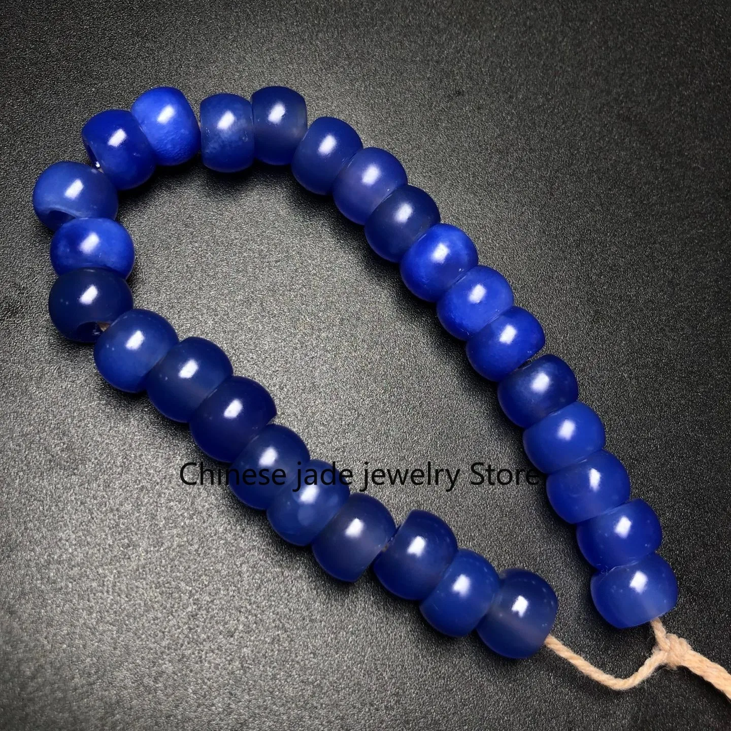 Тибетский натуральный синий старый агат, бусины Дзи, кулон M0802