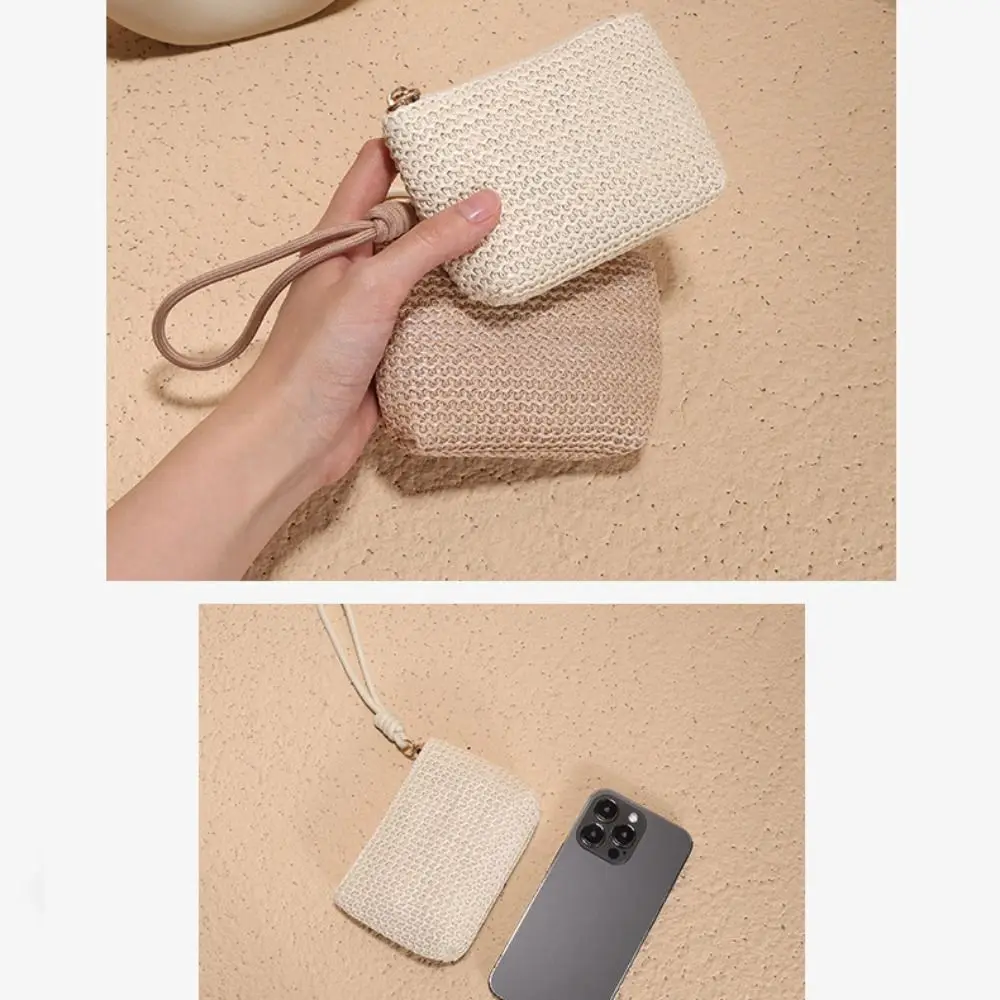 Cute Straw Wallet Mini Zipper Coin Purse Money Bag Women Girls