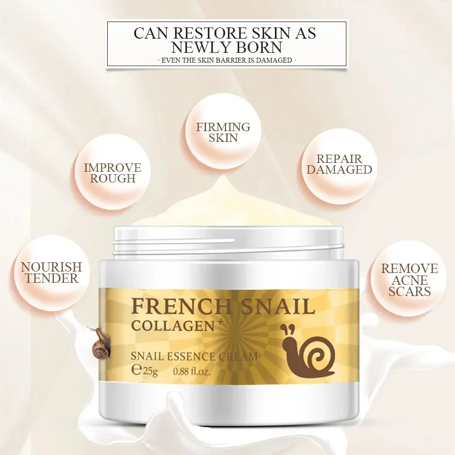 Snail Face Cream Collagen Firming Lifting Tender Skin Hyaluronic Acid Facial Day Cream Moisturizer Nourish Korean Cosmetics