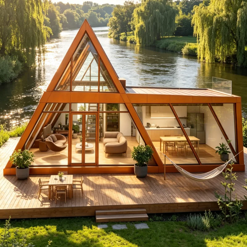 Customized Prefab Triangle House Expandable Container Home With Thermal Insulation For Mobile Living And Travel
