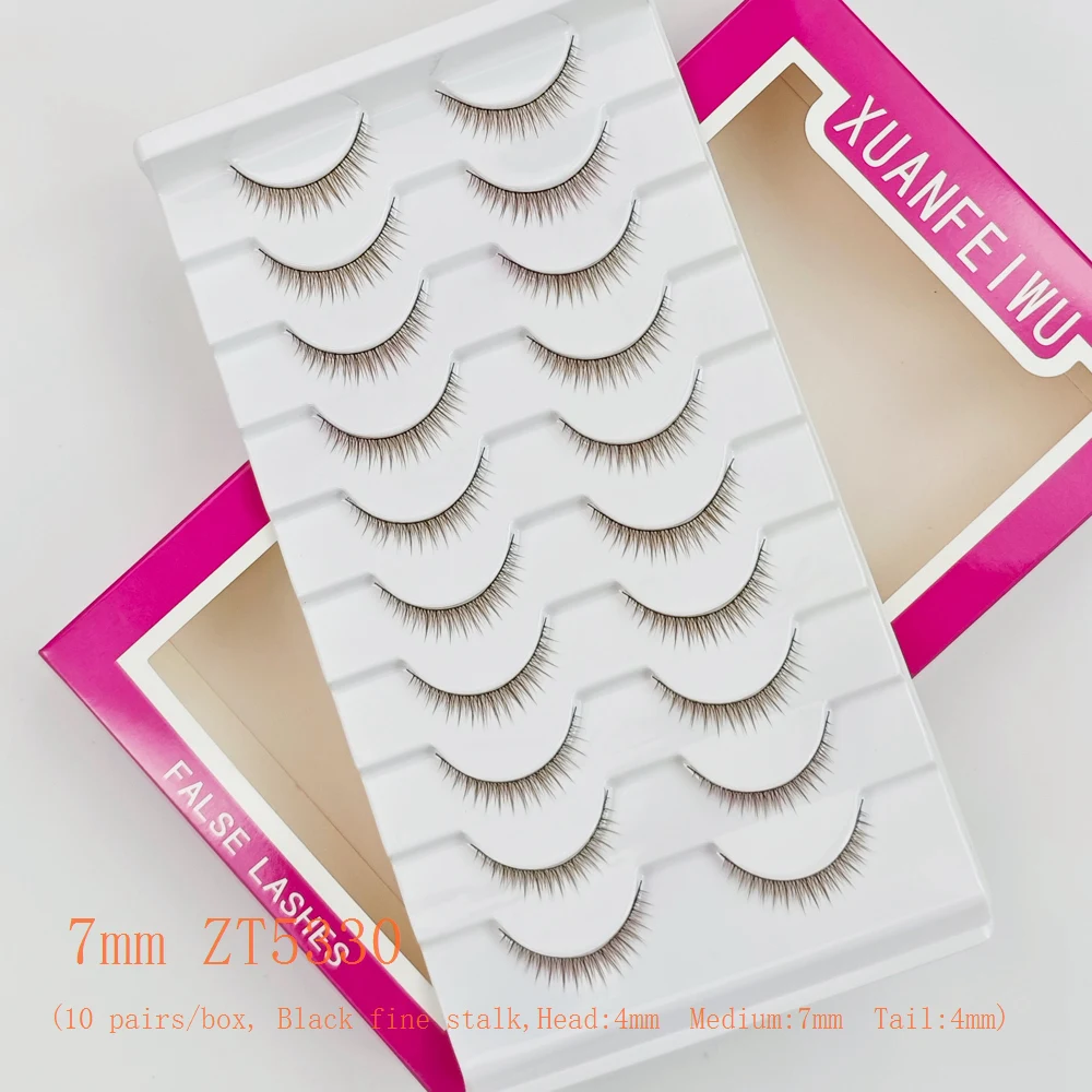 Xuanfeiwu Ciglia corte dall'aspetto naturale color caramello marrone chiaro naturale senza trucco, Ciglia finte realistiche monopezzo a striscia completa color caffè Ciglia cosplay fai da te