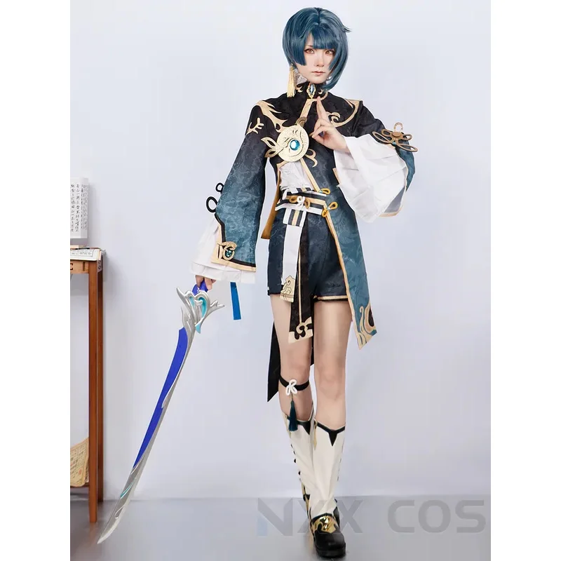 Xingqiu платье для косплея GenshinImpact косплей костюм праздничная одежда ролевые игры Comic Con парики аниме реквизит