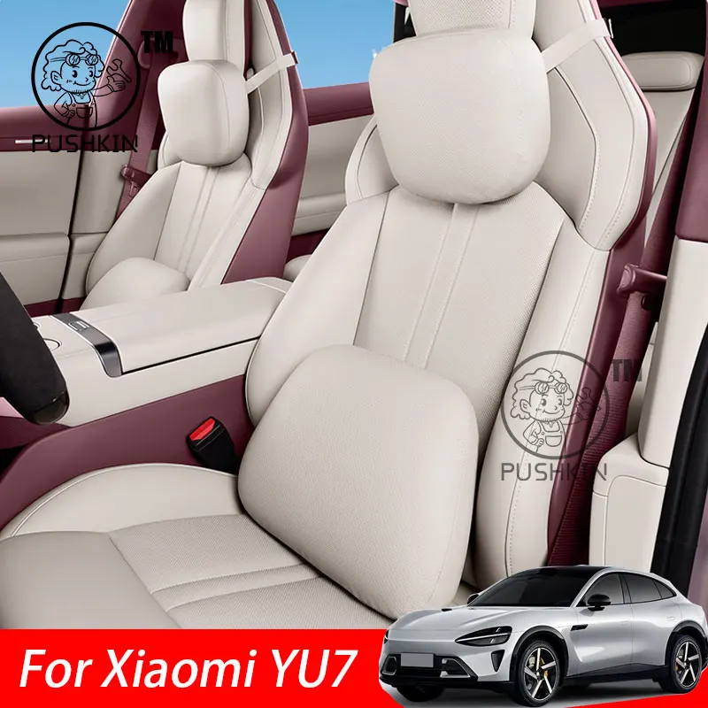 

For Xiaomi YU7 2025 PU Leather Neck Pillow Memory Foam Pillows Waist & backrest Car Accessories