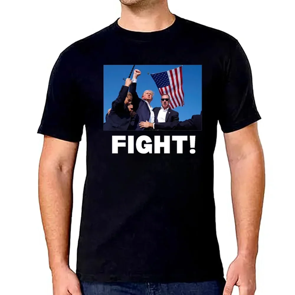 Camiseta con estampado de lucha de Trump, camisetas de manga corta para hombres y mujeres, camisetas gráficas de asesino de Trump, camiseta Unisex divertida 2024