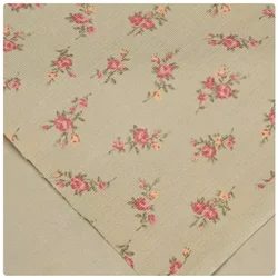 Thin Stripe Corduroy Fabric, Retro Flower Print, Handmade DIY Bag, Garment Dress Cloth, CR-61