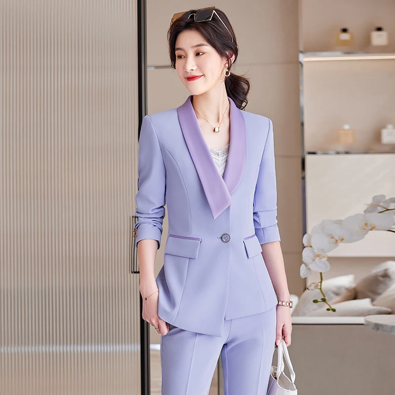 

Formal Uniform Designs Pantsuits 2022 Spring Summer Ladies Office Business Work Wear Suits OL Styles Career Blazers Trousers Set