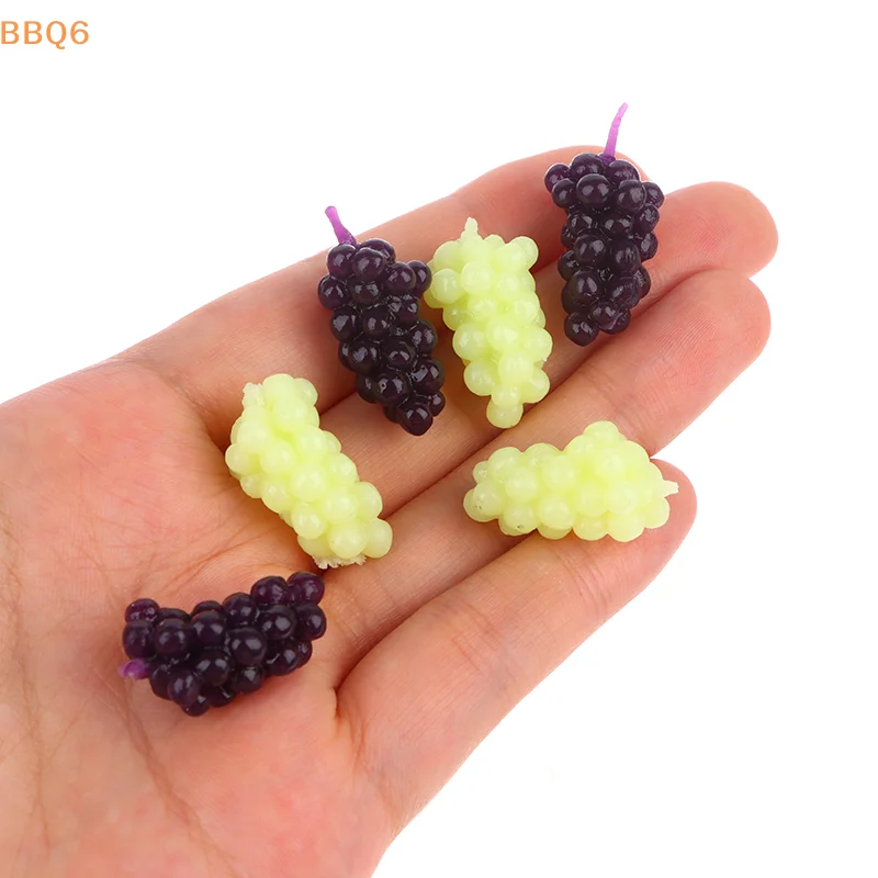 Juego de 6 Piezas de Uvas Moradas y Verdes en Miniatura para Casa de Muñecas 1:12, Accesorios de Comida para Casa de Muñecas, Juguetes
