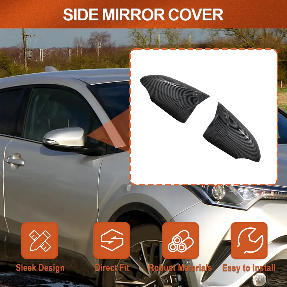

Carbon Black Side Wing Rearview Mirror Cover Case Caps Shell for Toyota CHR 2017 2018-2021 with signal light Type USA Version