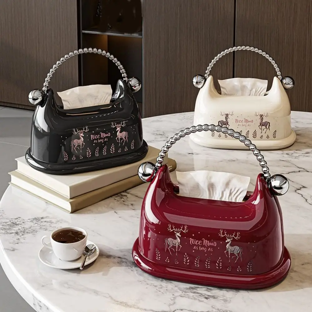 

Practical Plastic Handbag Shape Tissue Box Decorative High Aesthetic Tissue Storage Box with Spring Napkin Holder Kitchen