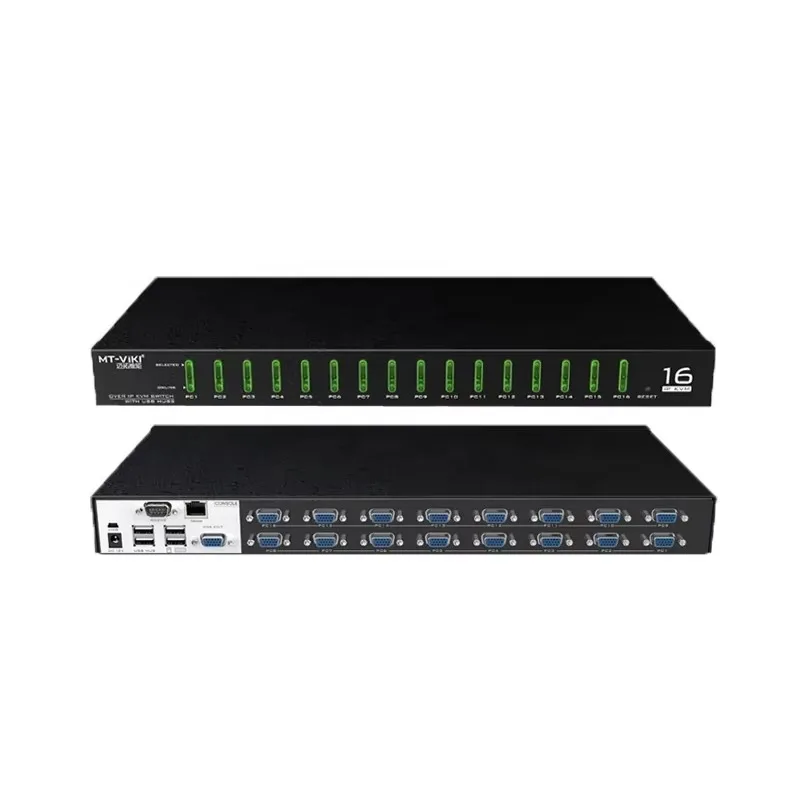 

IP-консоль KVM, 16-портовый VGA, 16x1 USB VGA KVM-переключатель через IP-доступ + 16 USB-кабелей VGA