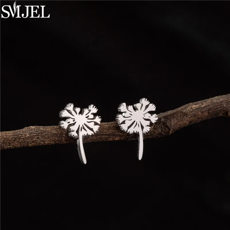 Bohemia Fashion Female Dandelion Stud Earrings for Girls Cute Small Flower Stainless Steel Earings Bridesmaid Jewelry Brincos