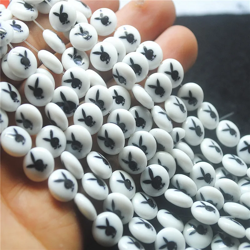 

30PCS New Rabbit Shape Glass Beads Coin Shape 10MM For Women Bracelets Making Findings Top Fashion ITEMS Good For Your