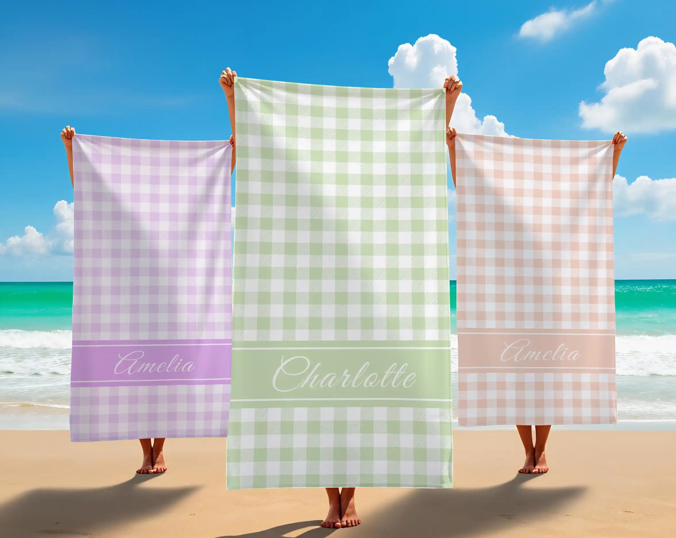 Personalized Beach Towel Custom Name/Logo Microfiber Towel Thin Quick Dry Absorbent for Beach Swimming Yoga Bath Sports