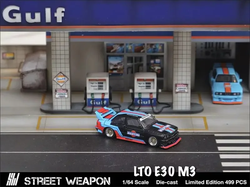 (Pre-order) Street Weapon SW 1:64 LTO E30 M3 Blue Oil / Martini Black limited499 Diecast Model Car