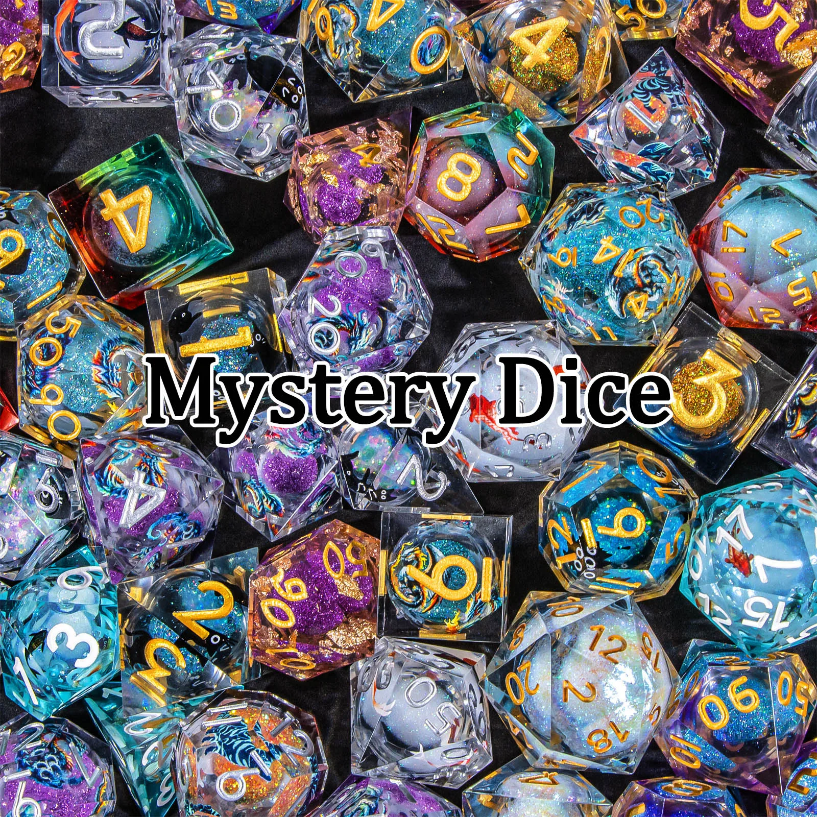 مجموعة نرد متعددة السطوح من Mystery DND للعب الأدوار، حافة حادة أو نرد D&D معدني D20 D12 D10 D8 D6 D4 الزنزانة والتنين #6