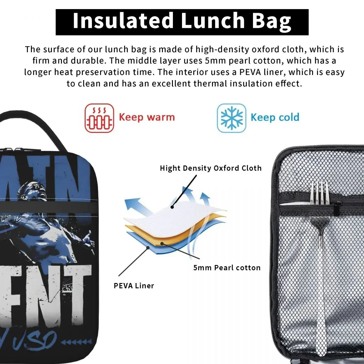 2025 New Jey Uso Yeet Wrestling Wrestler Thermal Insulated Lunch Bag for School Portable Food Bag Container Cooler Thermal