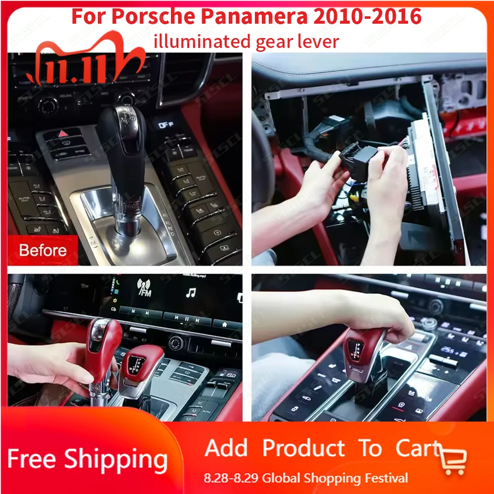 

Внутренние наклейки для Porsche 970 Panamera 2010-2016, ручка переключения передач, крышка переключения передач, модификация, кнопка коробки передач, ручка, светодиодный автомобильный переменный ток