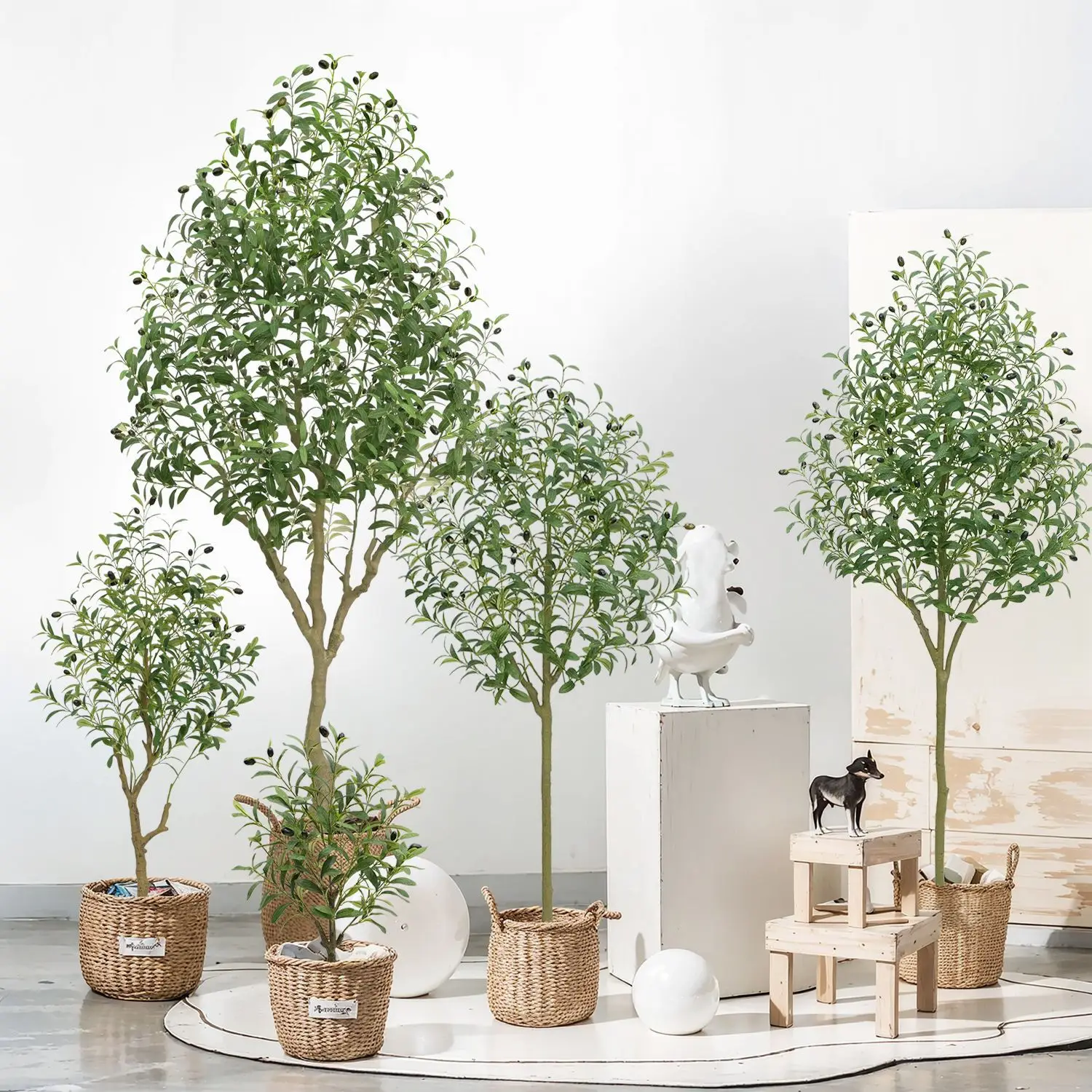 

Artificial plant wholesale fake tree potted artificial olive tree indoor large green plant floor ornaments, decoration